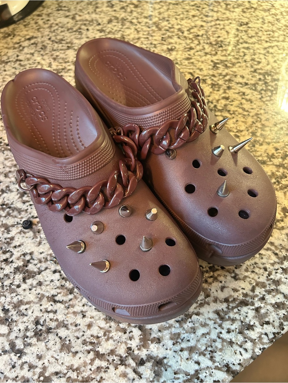 Crocs Siren Clog Brown Cherry M12/W14 – Custom Chain & Spikes